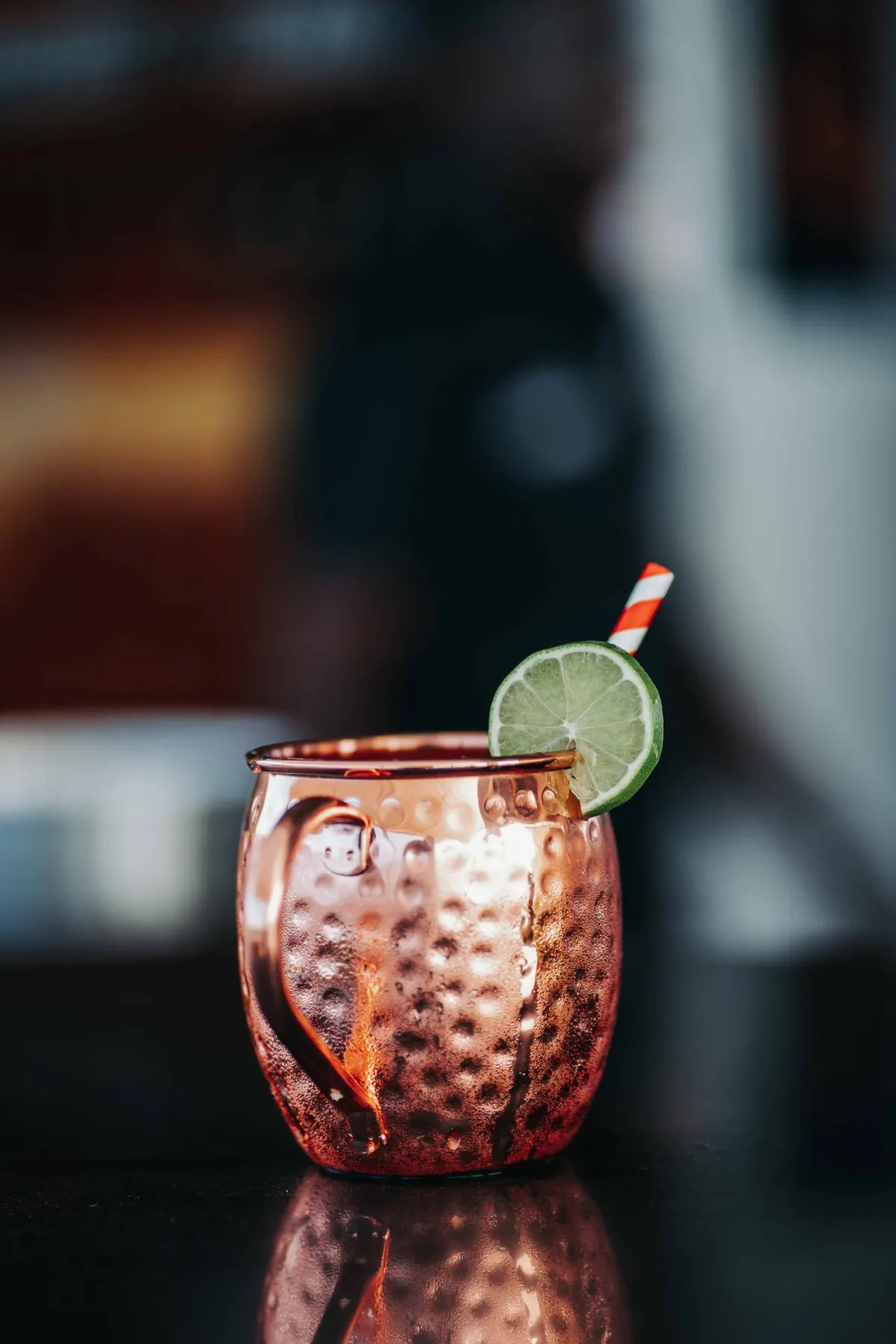 Moscow Mule cocktail in a copper mug