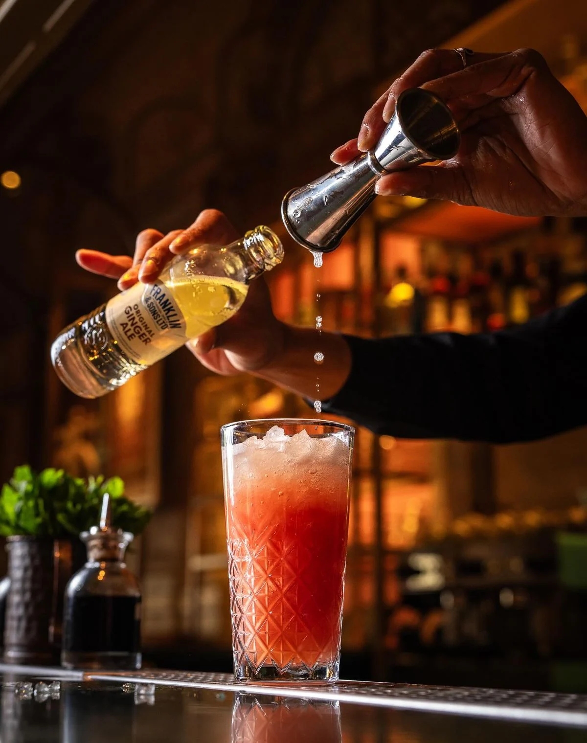 A precise spirit pour measured with a jigger